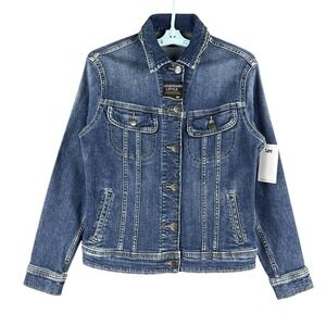 Lee Women's Stretch Blue Denim Jacket Size M Regular Fit Legendary Style NWT